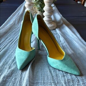 Zenvimi Gorgeous Mint Green Suede Heels